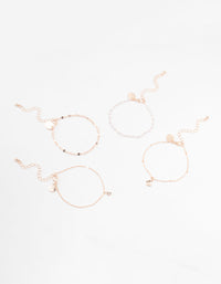 Rose Gold Mixed Butterfly Charm Bracelets 4-Pack - link has visual effect only