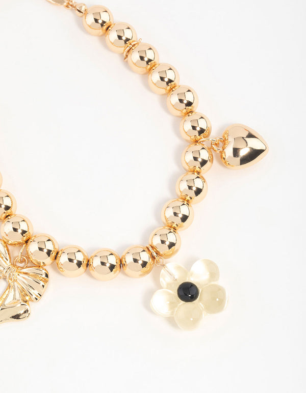 Gold Multiple Charms Keychain