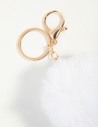 Pink Pom Pom Fabric Keychain - link has visual effect only
