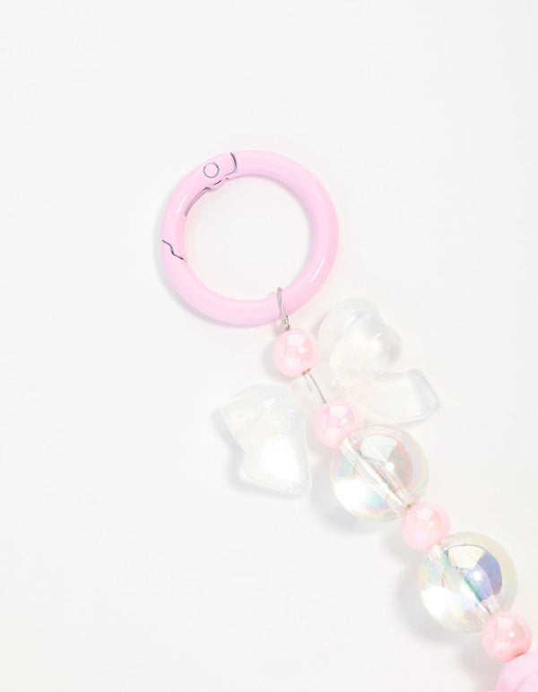 Pink Plastic Cloud Bow Keychain