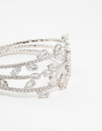 Silver Marquise Cubic Zirconia Floral Cuff Bracelet - link has visual effect only