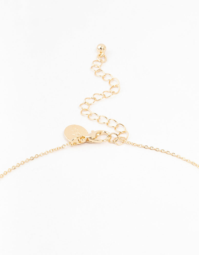 Gold Clover Pave Cubic Zirconia Pendant Necklace