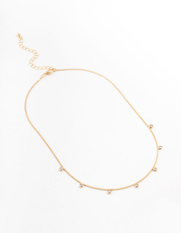 Gold Circle Cubic Zirconia Stone Necklace