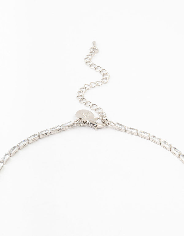 Silver Cubic Zirconia Butterfly Drop Earrings & Necklace Set