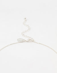 Silver Cubic Zirconia Donut Pendant Necklace & Earrings Set - link has visual effect only