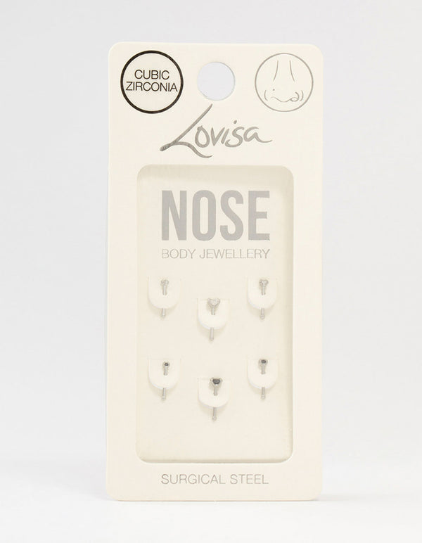 Surgical Steel Graduating Nose Studs 6-Pack
