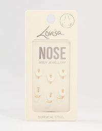 Gold Plated Surgical Steel Mixed Diamante Post Nose Studs 6-Pack - link has visual effect only