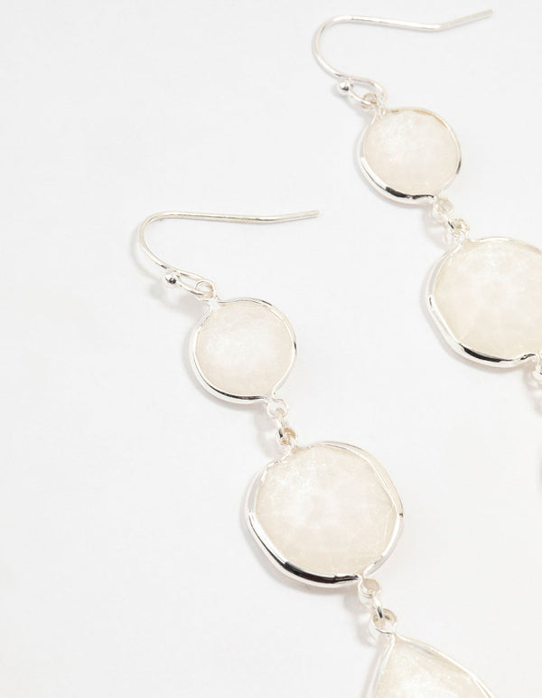 Silver 3 Row Resin Drop Earrings