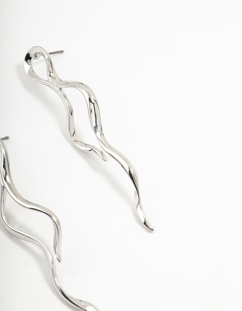 Silver Snake Wiggle Drop Earrings