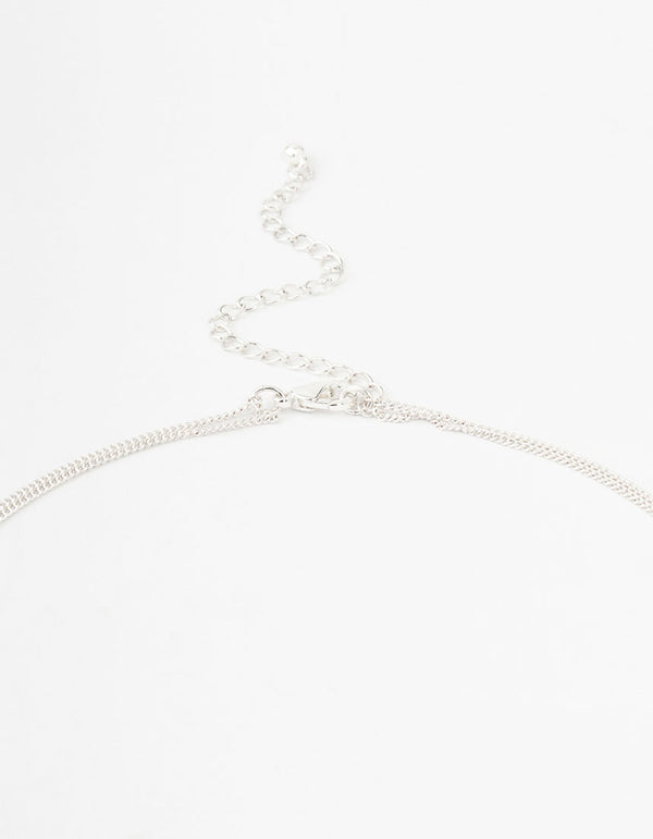 Silver 2 Row Long Bar Necklace
