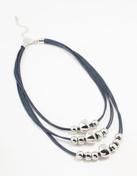 Silver 3 Row Ball Cord Necklace - link has visual effect only
