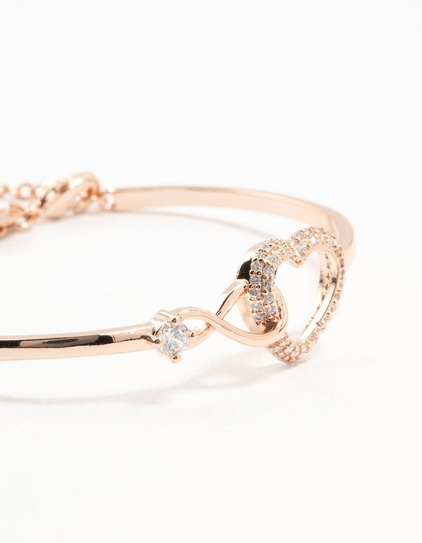 Rose Gold Plated Infinity Heart Wrist Cuff