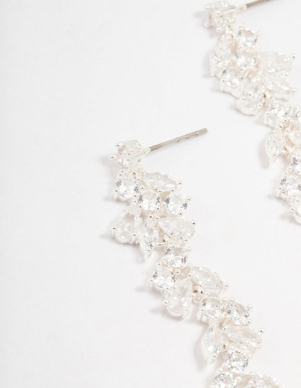 Cubic Zirconia Stone Silver Medium Drop Earrings