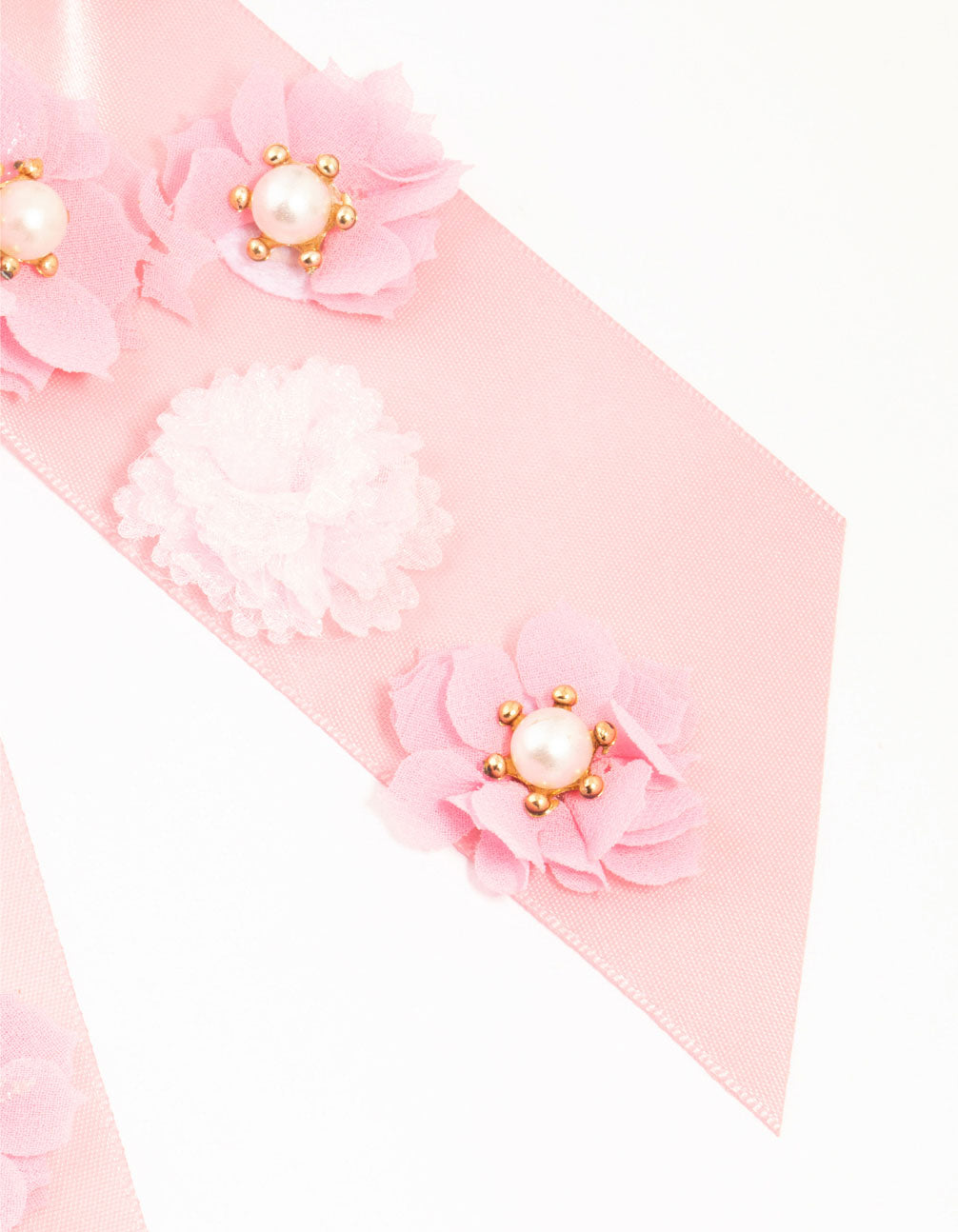 Pink Mixed Flowers Fabric Bow Clip