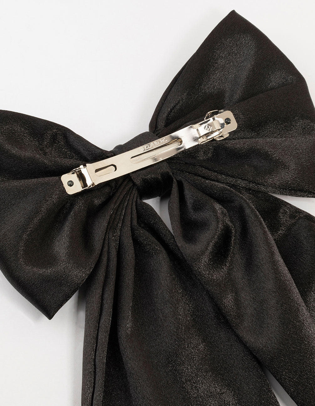 Black Satin Fabric Statement Bow Clip
