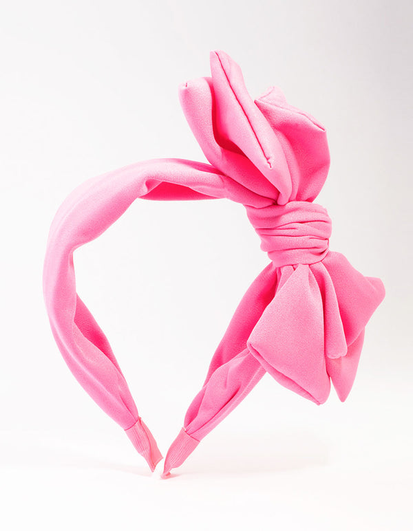 Pink Fabric Large Statement Bow Headband