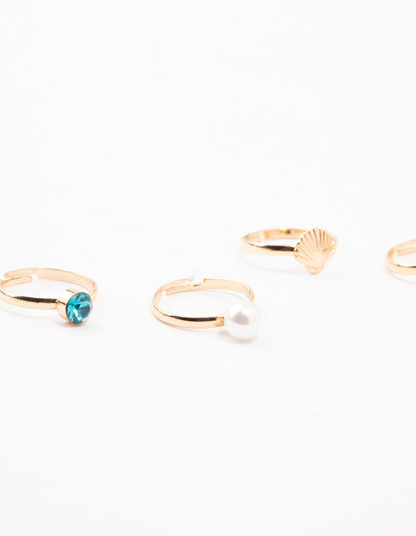 Kids Gold Sea Stacking Ring Pack