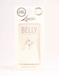 Surgical Steel Cubic Zirconia Twisted Double Butterfly Belly Bar - link has visual effect only