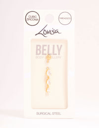 Gold Plated Surgical Steel Trio Mini Pear Cubic Zirconia Belly Bar - link has visual effect only