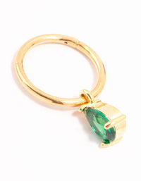 Gold Plated Surgical Steel Pear Green Diamante Drop Belly Bar - link has visual effect only