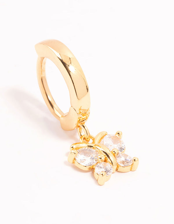 Gold Plated Surgical Steel Butterfly Drop Clicker Belly Bar