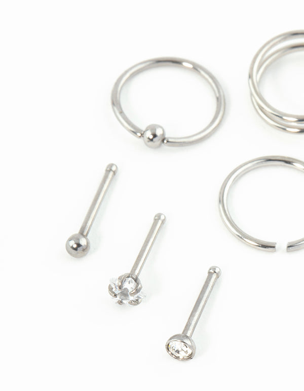 Surgical Steel Nose Stud & Spirals 6-Pack