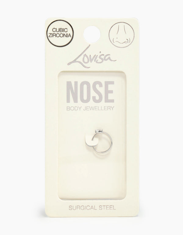 Surgical Steel Pear Cubic Zirconia Nose Spiral