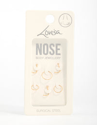 Gold Plated Surgical Steel Cubic Zirconia Nose Stud & Rings 6-Pack - link has visual effect only