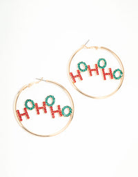 Gold Ho Ho Ho Ho Hoop Earrings - link has visual effect only