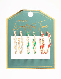 Gold Glitter Twisted Hoop Earrings 3-Pack - link has visual effect only
