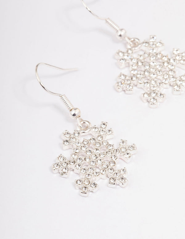 Diamante Snowflake Drop Earrings