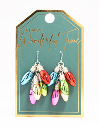Silver Multicoloured Festive Lights Drop Earrings - link has visual effect only