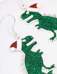 Green Glittery Dinosaur Drop Earrings - link has visual effect only