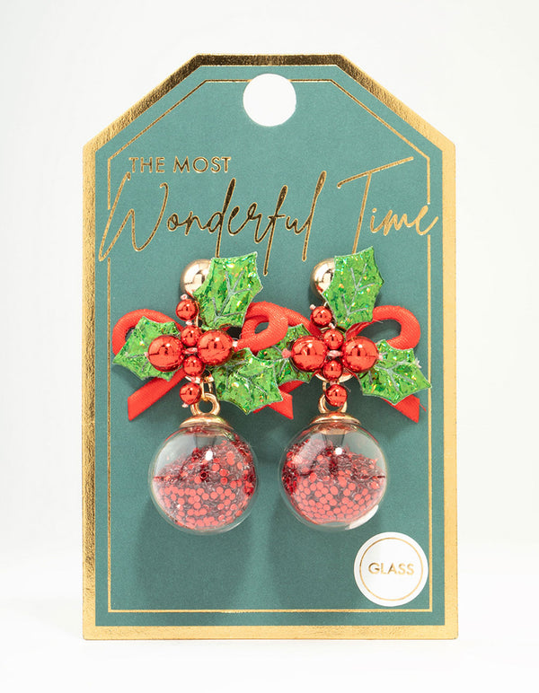 Red & Green Holly Shaker Earrings