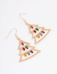 Gold Diamante Xmas Tree & Lights Drop Earrings - link has visual effect only