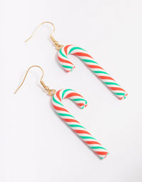 Green & Red Candy Cane Drop Earrings - link has visual effect only