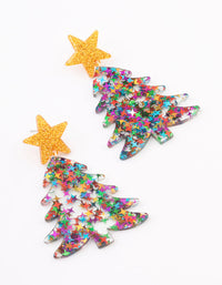 Gold Multicoloured Sequin Tree Drop Earrings - link has visual effect only
