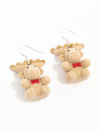 Silver Reindeer Drop Earrings - link has visual effect only
