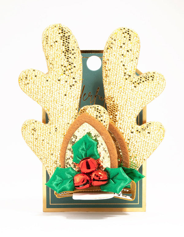 Glittery Reindeer Hair Clip