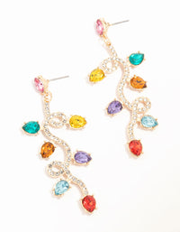 Silver Diamante Tangled Festive Lights Drop Earrings - link has visual effect only