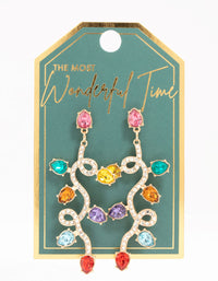 Silver Diamante Tangled Festive Lights Drop Earrings - link has visual effect only