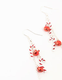 Silver Candy Canes & Bells Drop Earrings - link has visual effect only