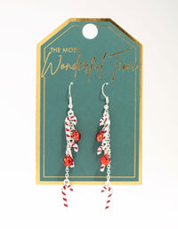 Silver Candy Canes & Bells Drop Earrings - link has visual effect only