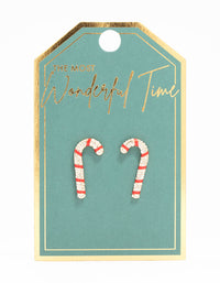 Gold Diamante Candy Cane Earrings - link has visual effect only