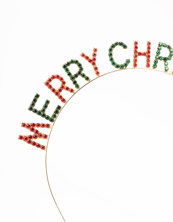 Multicoloured Diamante Merry Christmas Head Band
