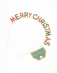Multicoloured Diamante Merry Christmas Head Band - link has visual effect only