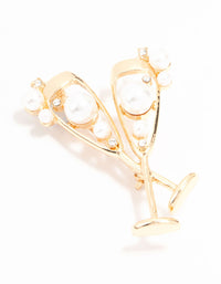 Gold Champagne Glass Brooch - link has visual effect only