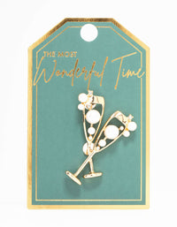 Gold Champagne Glass Brooch - link has visual effect only
