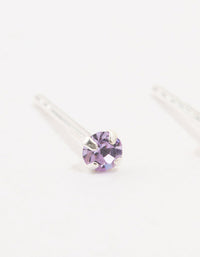 Sterling Silver Purple Czech Bohemia Crystal Stud Earrings - link has visual effect only