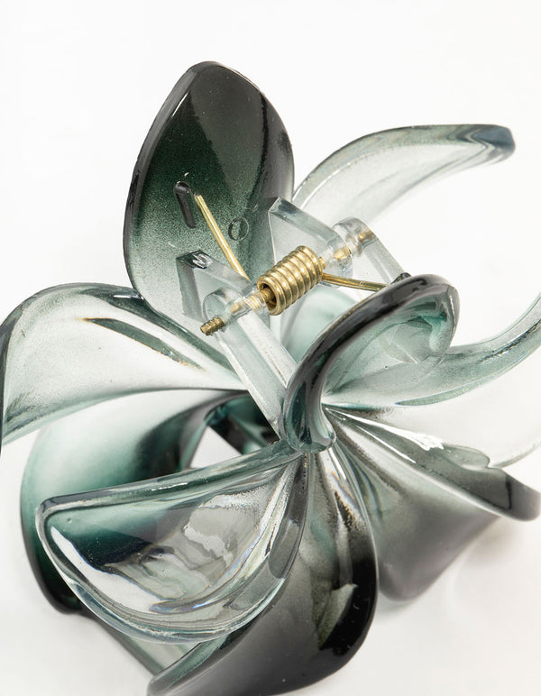 Black Plastic Frangipani Flower Claw Clip